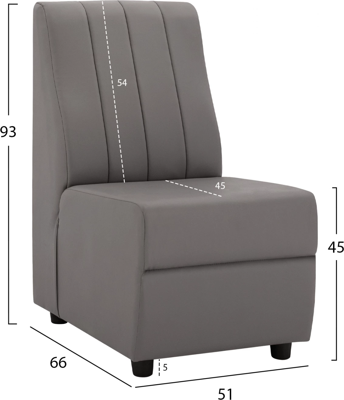 Fotelj Landon FH3162.10, siva PU, 51x66x93 cm