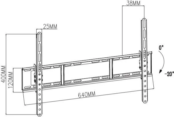Stenski nosilec za TV TB TB-751E, do 80", 35 kg, VESA 600x400, črn