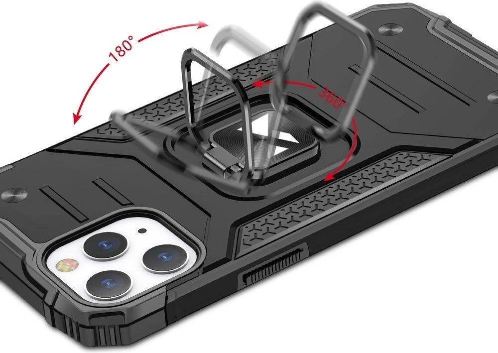 Ovitek z obročkom in stojalom Wozinsky Ring Armor za iPhone 13 Pro Max, srebrn