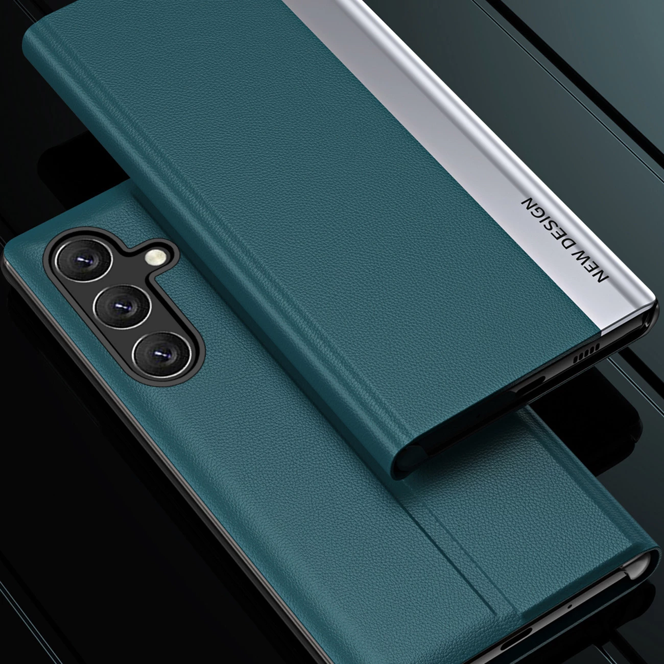 Zaščitni ovitek Sleep Case Pro Hurtel za Xiaomi Redmi 11A / Poco C55 / Redmi 12C, s pokrovom in stojalom, črn
