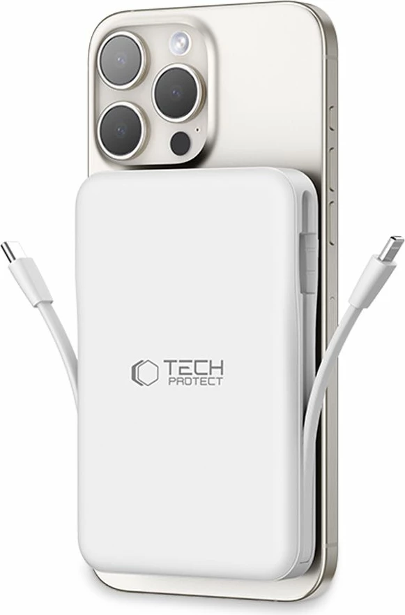 Power bank LifeMag Tech-Protect PB31, 10000 mAh, MagSafe, USB-C/USB-A/Lightning, bel