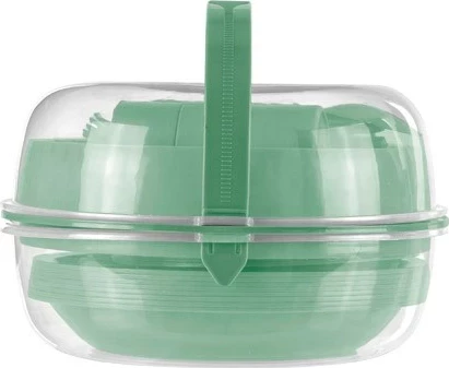 Set za kampiranje CURVER 262888, plastični krožniki, okrogla oblika, prozoren, z ročajem