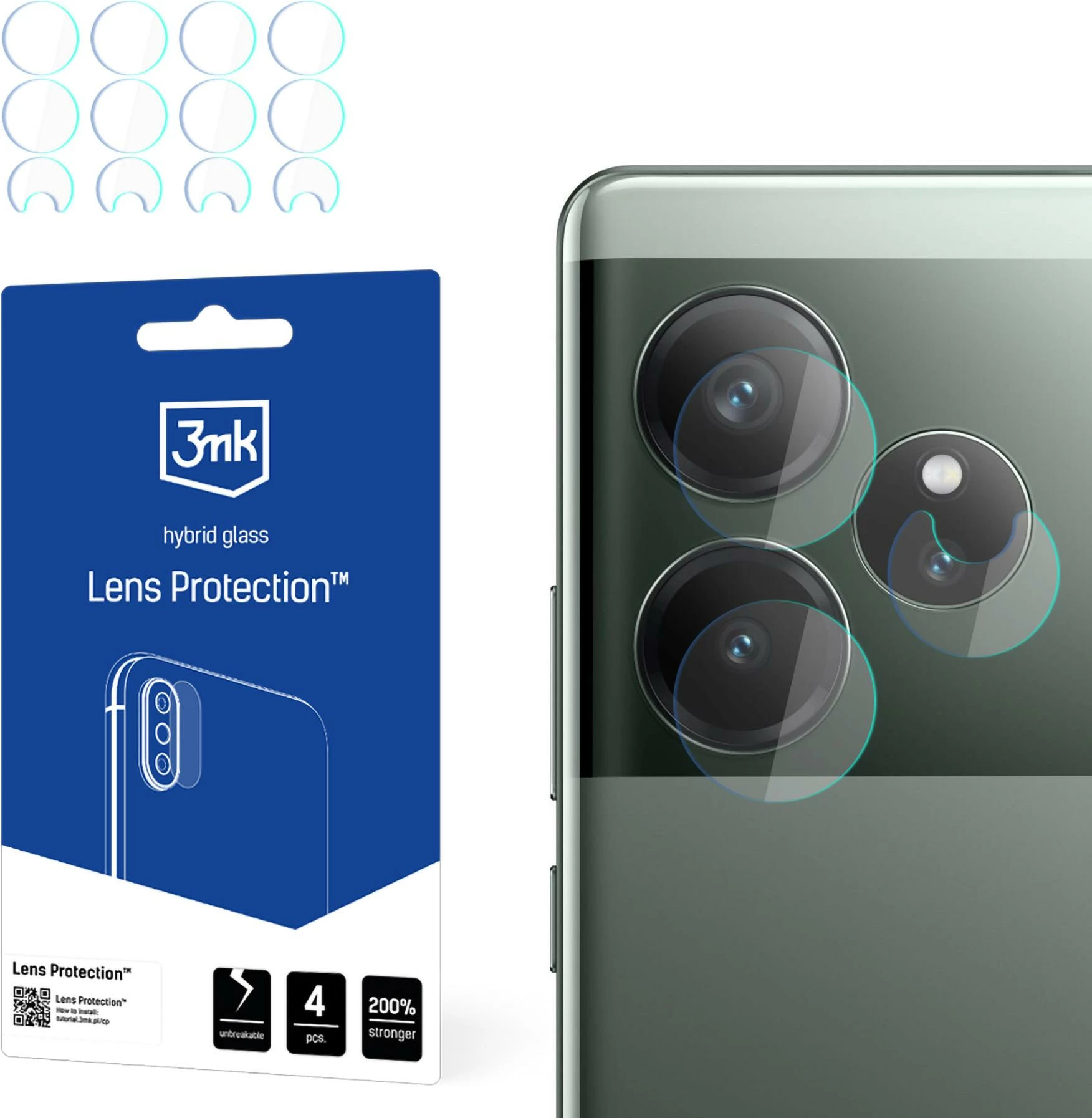 Hibridno steklo za kamere 3mk Protection za Realme GT 6, komplet 4 kosa