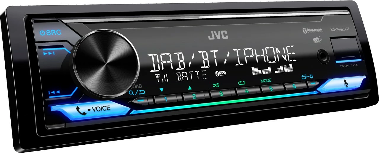 Avtomobilski radio JVC KD-X482DBT, Bluetooth, USB, DAB, črn
