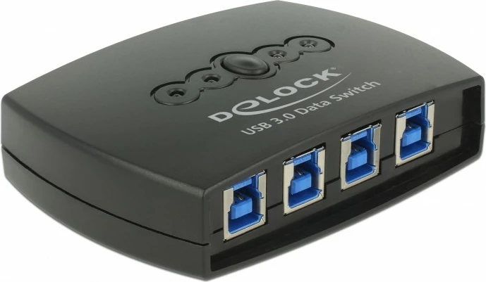 Preklopnik USB, 4 vrat, USB 3.0, plastika, črn — DeLOCK 87724