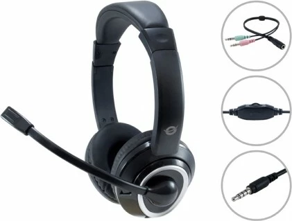 Slušalke Conceptronic Headset Klinke Mikro, 2.0m, črne