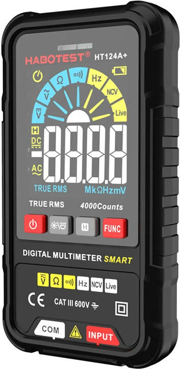 Digitalni multimeter za merjenje napetosti, upornosti in frekvence, z NCV, črn Habotest HT124A+