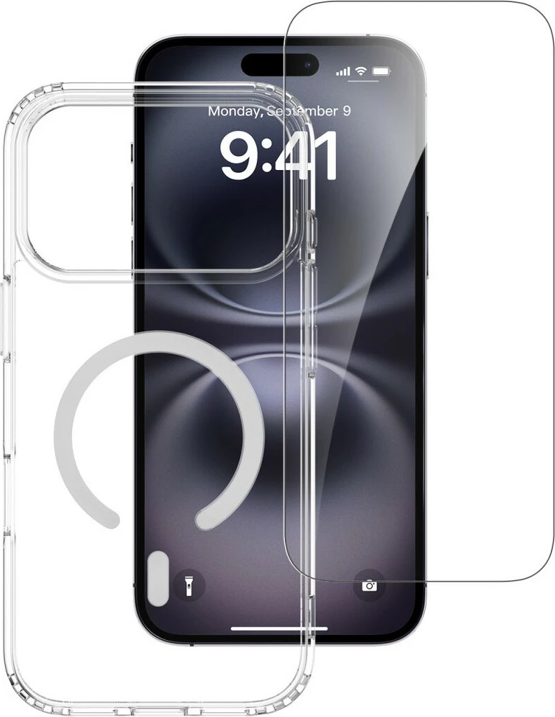 360 Premium Protection komplet ovitka za telefon in zaščitnega stekla 4smarts za iPhone 17 Pro Max, prozoren