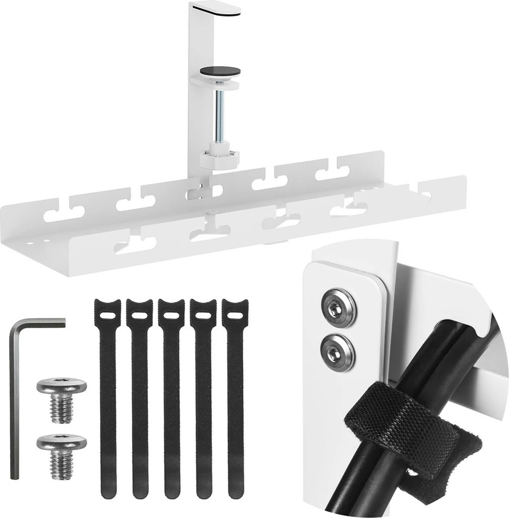 Organizator kablov pod mizo Maclean MC-105 W, jeklo, bel