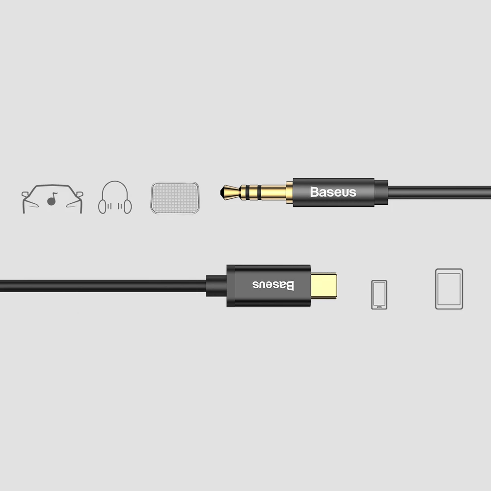 Avdio kabel USB Type-C na 3,5 mm Baseus CAM01-01, 1,2 m, črn