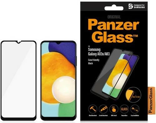 Kaljeno steklo PanzerGlass za Samsung Galaxy A03, s črnim okvirjem
