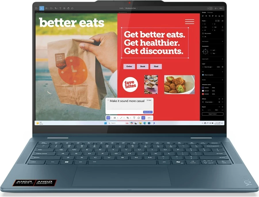 Prenosni računalnik 2-v-1, Lenovo Yoga 7 14AKP10, AMD Ryzen AI 5 340, 16 GB RAM, 512 GB SSD, 14", zaslon na dotik, teal