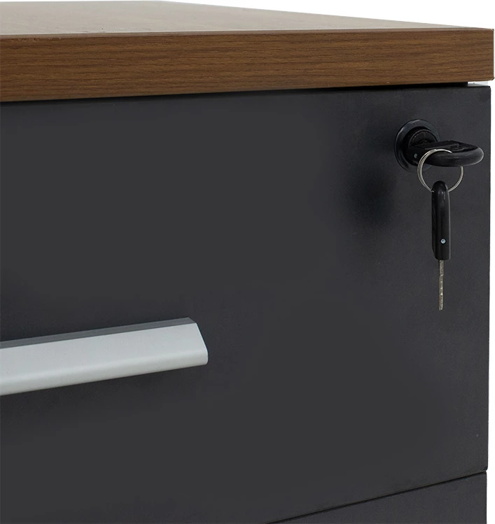 Komoda na kolesih, 3 predali, oreh-antracit, 40x48x63 cm Oscar