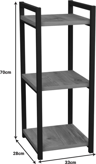 Polica iz kovine in melamina, naravna barva, 33x28x70 cm