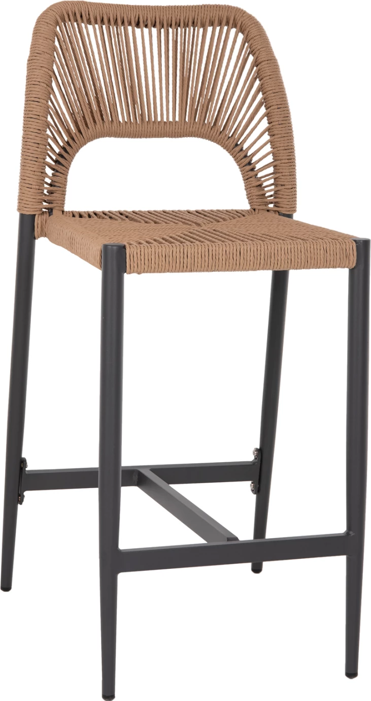 Srednje visok stol FH5920.02 temno siva aluminij z umetnim ratanom bež 46x58x95Hcm