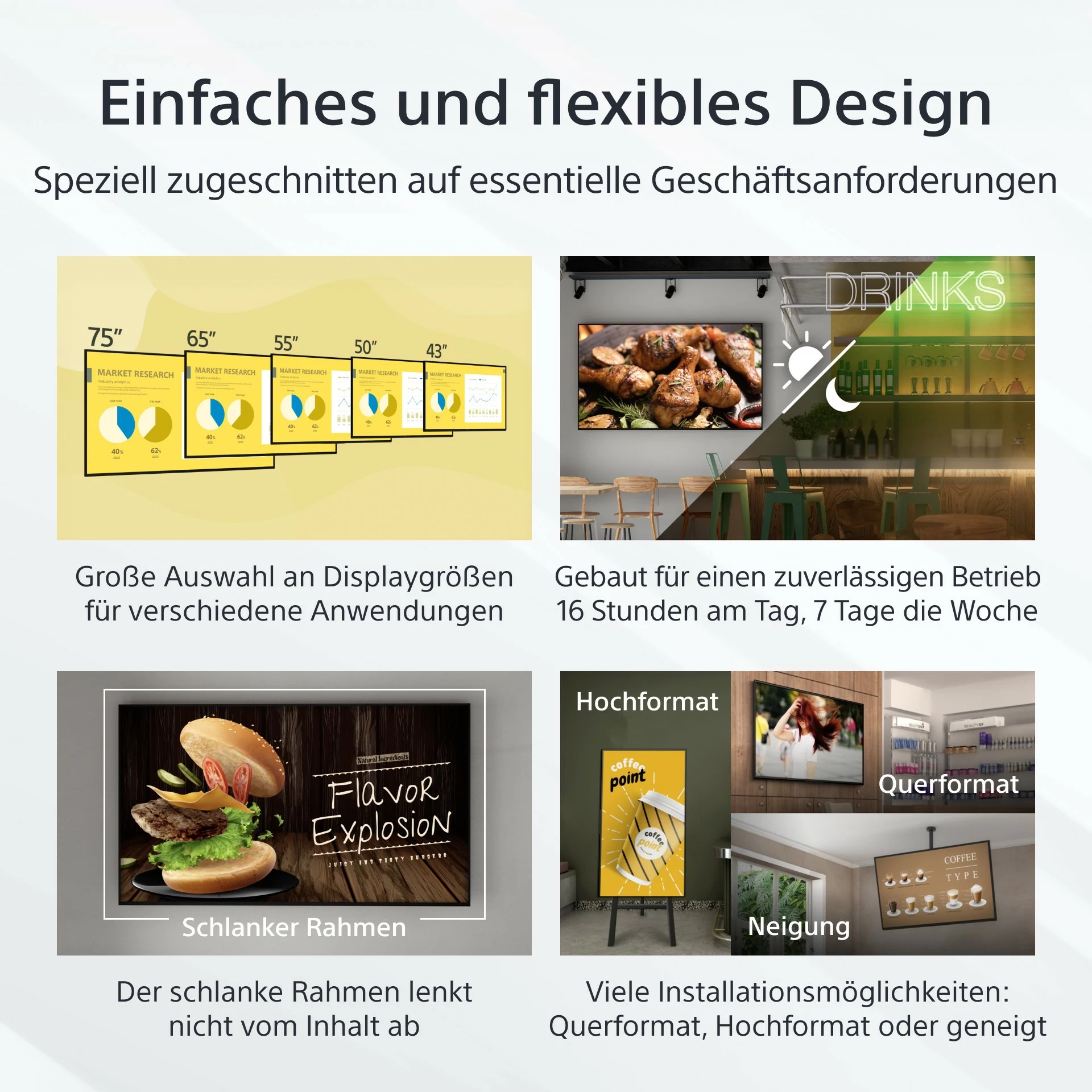 Velik zaslon 4K Ultra HD, 50 inč, Sony FW-50EZ20L, LED, Wi‑Fi, Android