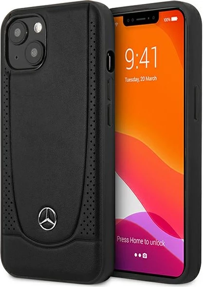 Ovitek za telefon iPhone 15 Plus 6,7", Urban Line eko‑usnje, črn — Mercedes MEHCP15MARMBK