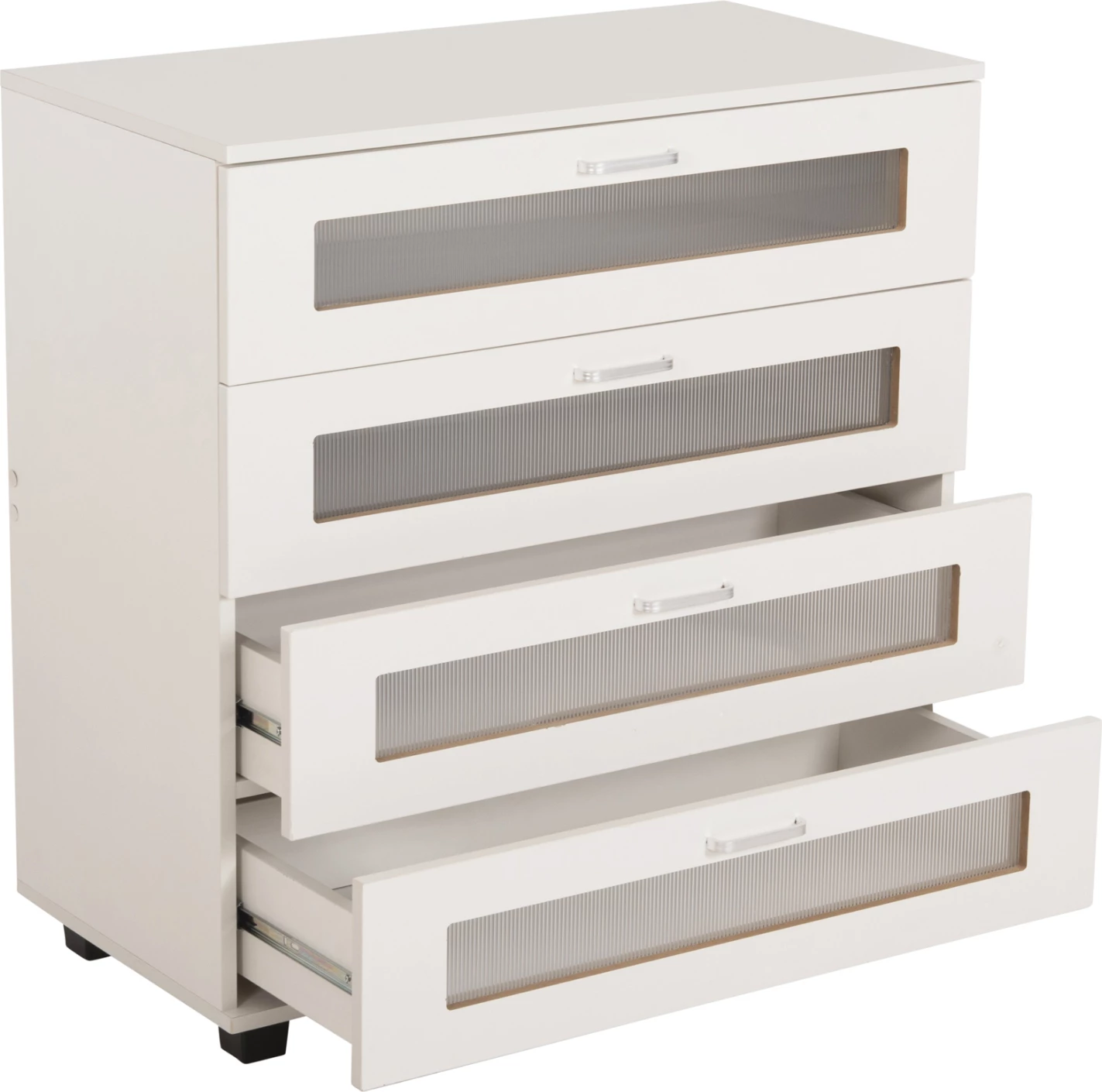 Komoda THORGAN FH9880.03 iz melamina v beli barvi - 4 predali 80Χ40Χ83Hcm