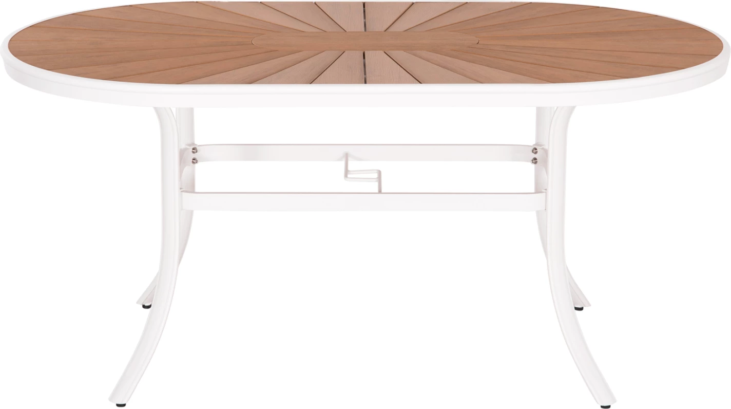 Zunanja ovalna miza iz aluminija z polywood površino 160x90x73.5 cm, TELAMO FH6288.02, bela