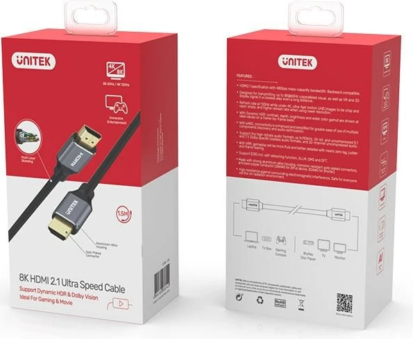 HDMI kabel 2 m, črn / sivi, Unitek
