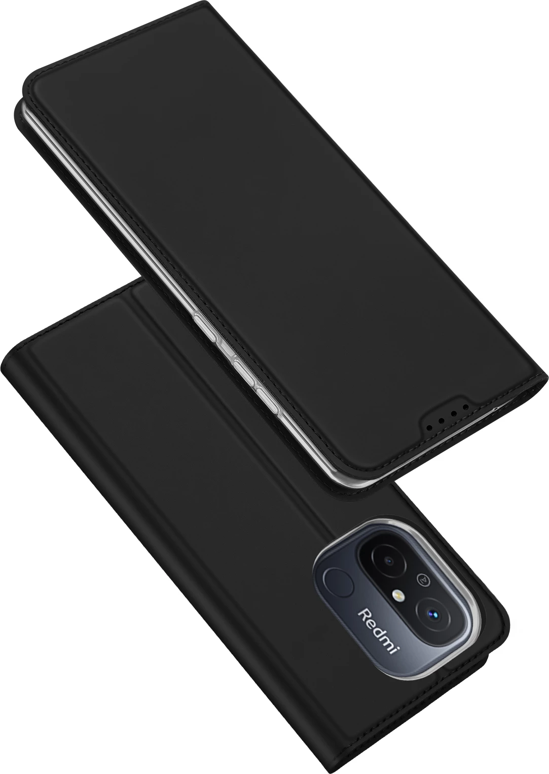 Zaščitni ovitek Dux Ducis Skin Pro za Xiaomi Redmi 11A / Poco C55 / Redmi 12C, z vložkom za kartice, stojalom, črn