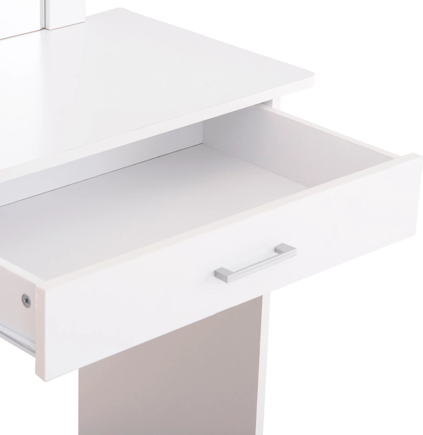 Toaletna miza z ogledalom in stolčkom CRYSTEL FH9938.01 melamin v beli barvi 74x39x155Hcm