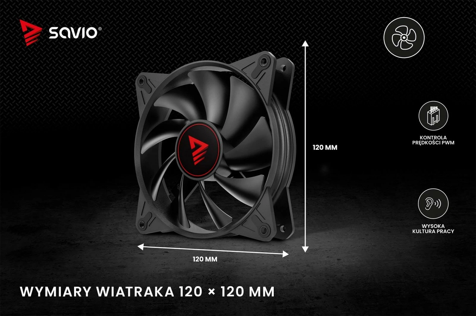 Ventilator za ohišje Savio BLADE X1, 120 mm, 4-pin PWM, črn