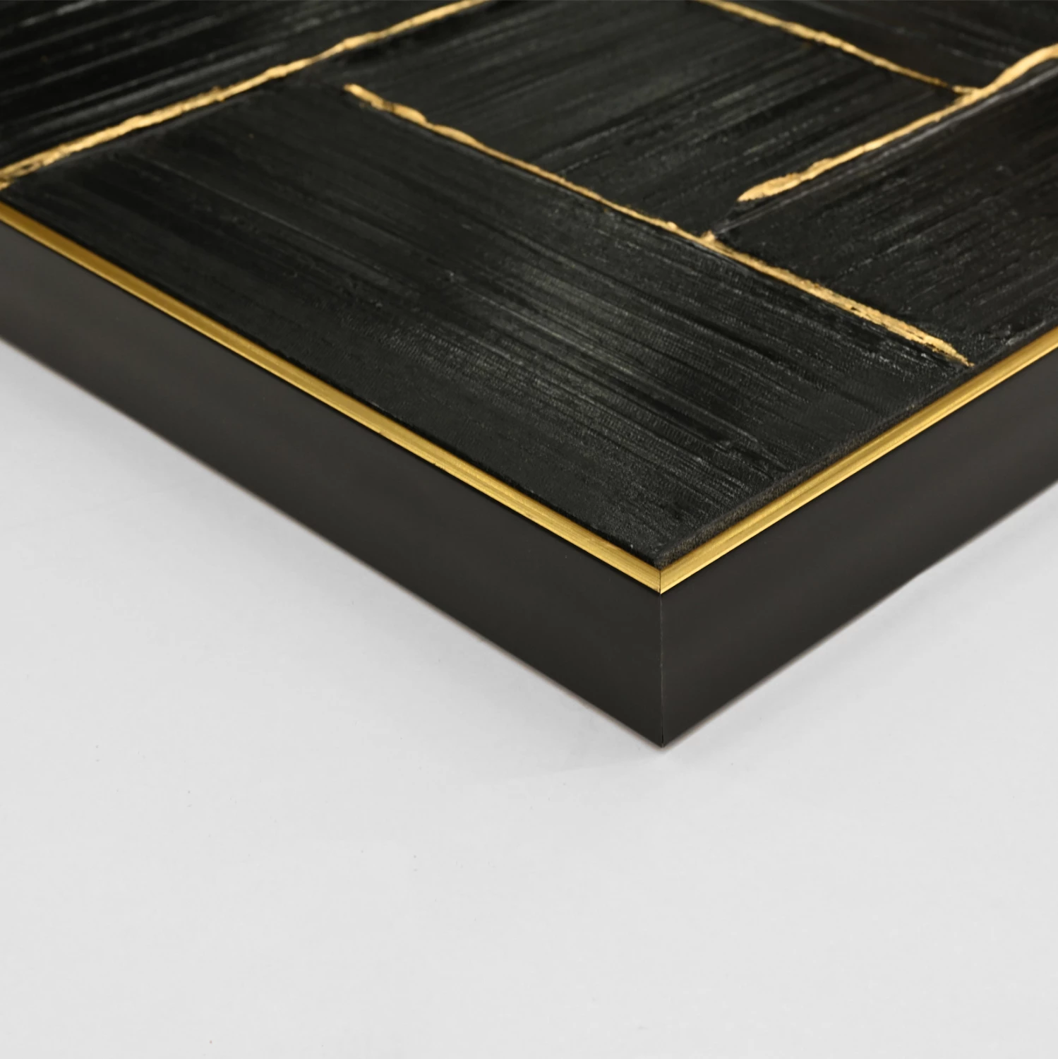 Stenska slika FH4550 z bež PS okvirjem-črno platno-ročno izdelana 62x4,5x82Hcm