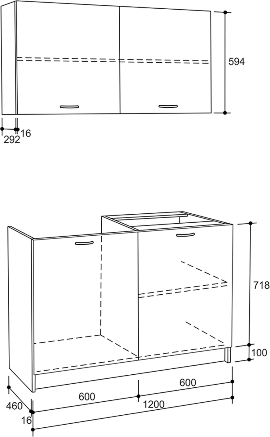 Kuhinjska sestava BLAINE FH2439.10 siva melamin z belo delovno površino 120x46-29,2 cm