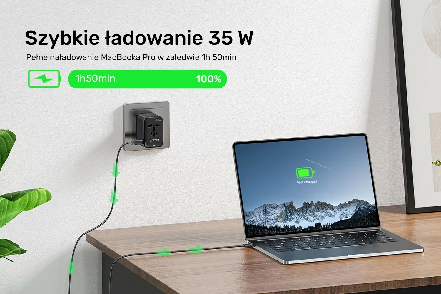 Potovalni polnilnik 65 W Unitek