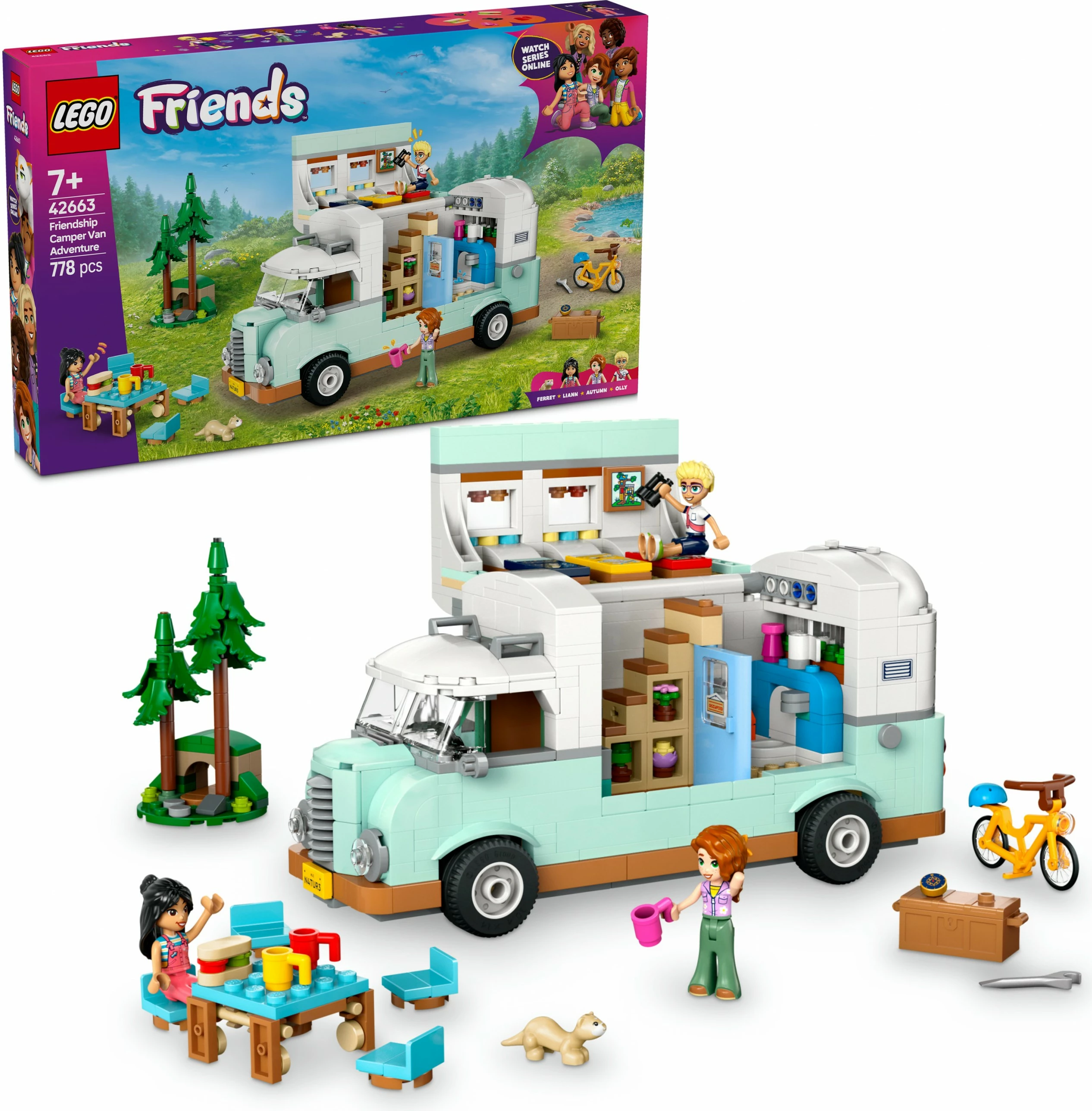 Set za gradnjo avtodoma LEGO Friends 42663, 778 delov, večbarven