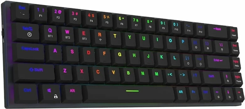 Mehanska tipkovnica 65%, 68 tipk, RGB, brezžična in z kabelom Aqirys Agena, črna