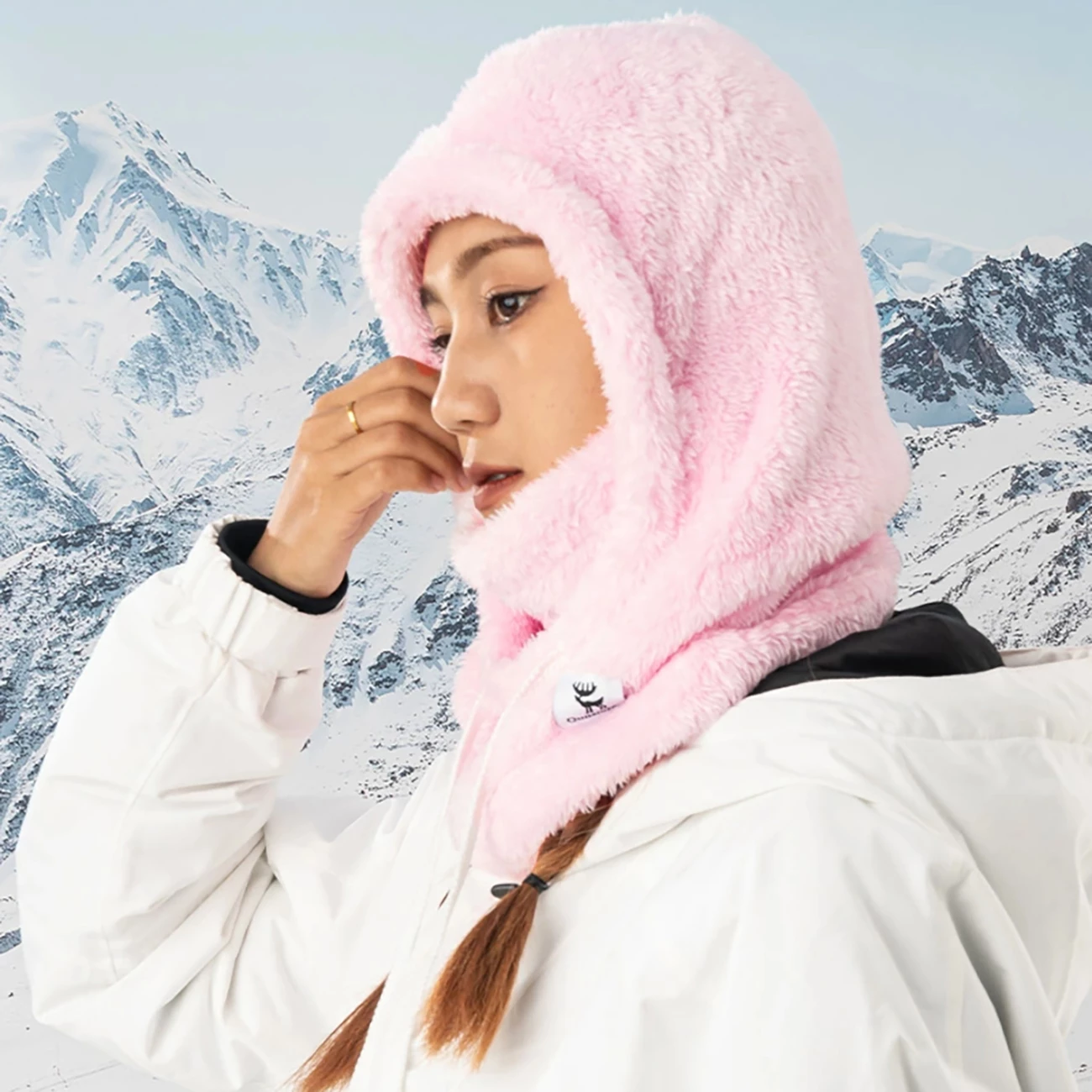 Balaklava za smučanje Qunature Arctic Velvet, M, rožnata