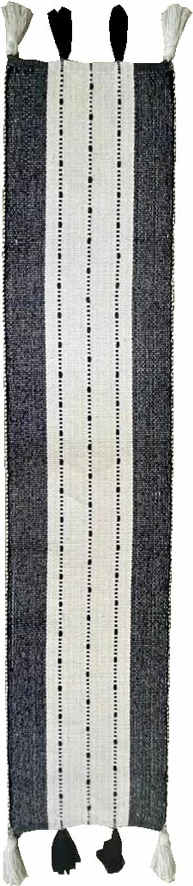 Namizni tekač ZOYA, bombaž-poliester, bel-črn, 180x35 cm