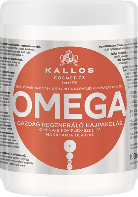 Regeneracijska maska za lase Omega Rich Repair Kallos, 1000 ml