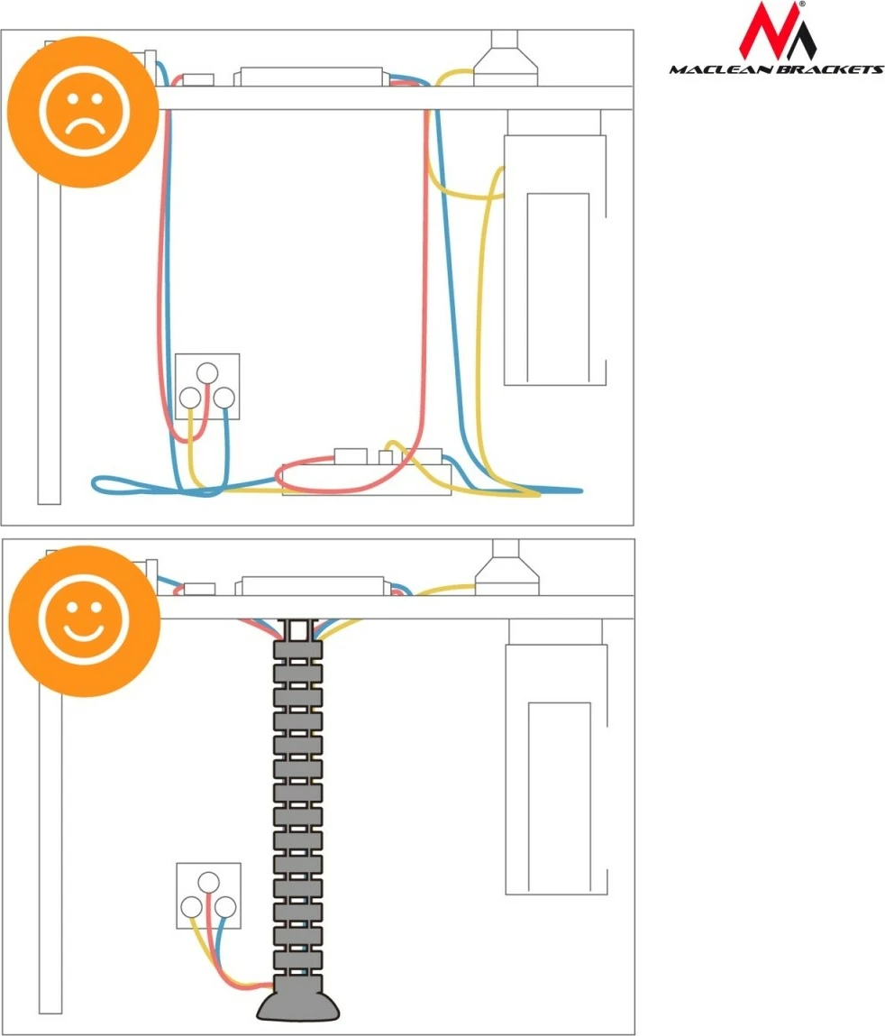 Organizator kablov, 80 cm, srebrn Maclean MC-768S