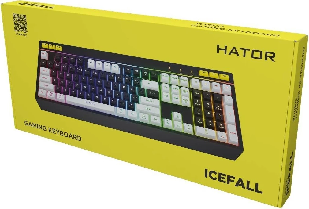 Gaming tipkovnica Icefall HTK400US, Hator, RGB, z žico, črno-bela