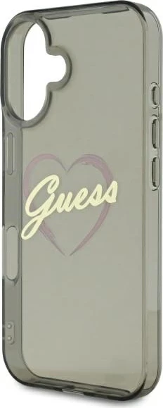 Ovitek za telefon Guess IML Heart za iPhone 16, črn