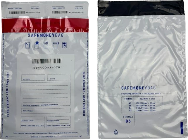 Varnostni kuverta SAFEMONEYBAG BESTPAK, 190×260+35 mm, 100 kosov, bela