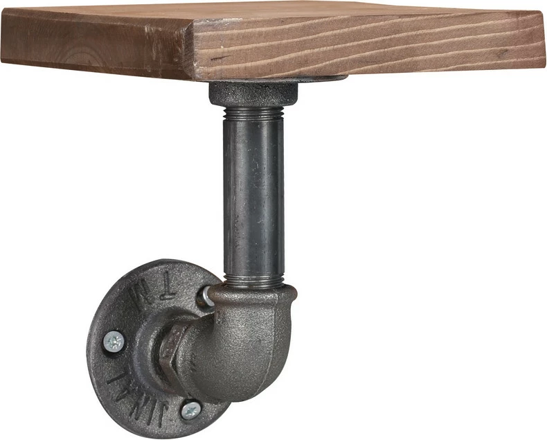 Stenski regal Pipe Shelf, črno in rjavo, Boruraf005