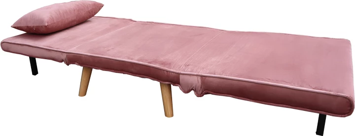 Sedežna postelja Josiane, žamet 'rotten apple' in lesene noge, 77x80x81 cm