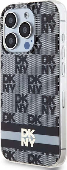 Ovitek z vzorcem DKNY IML karo in potiskane črte MagSafe za iPhone 13/13 Pro, črn