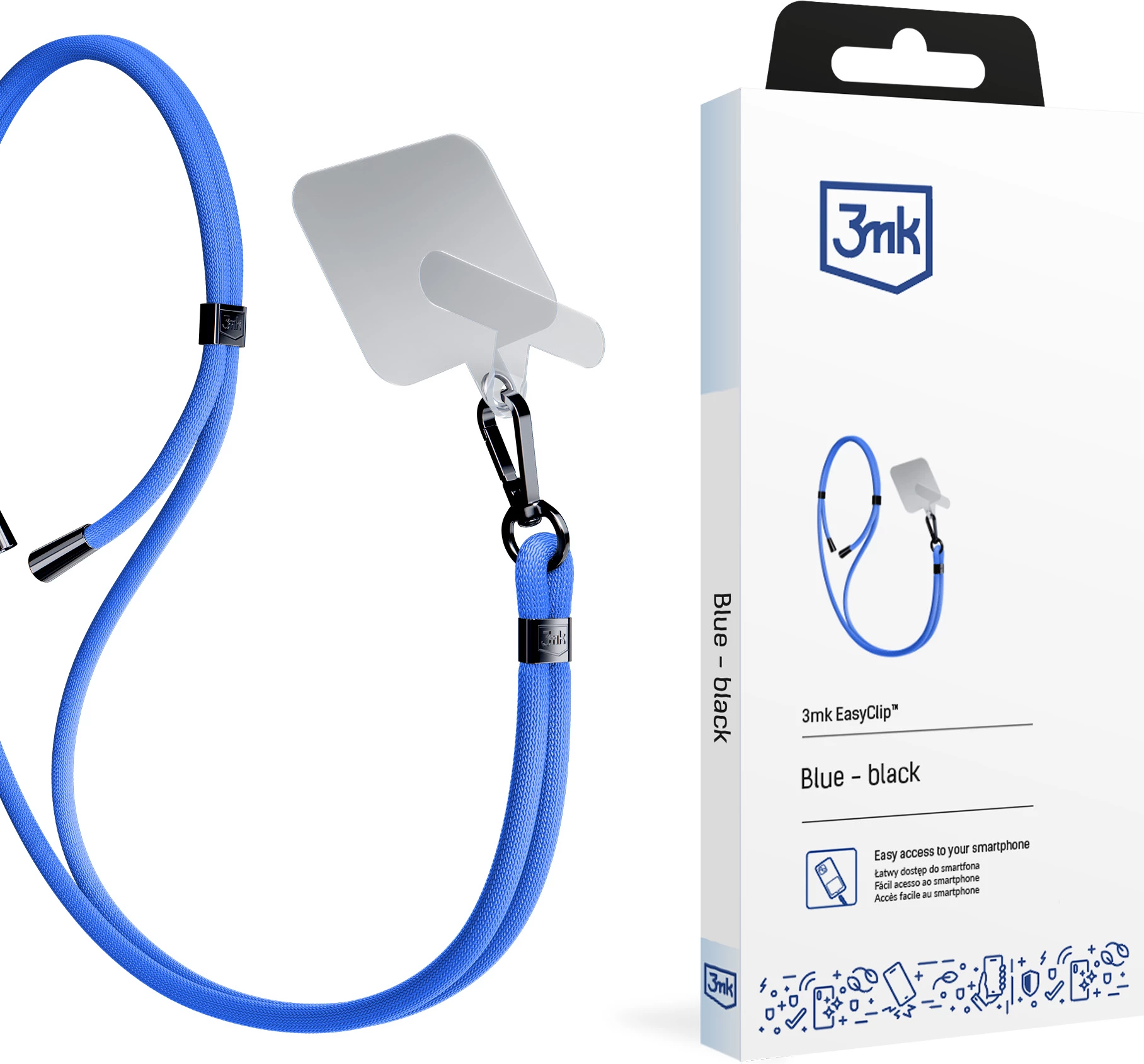 Vrvica za telefon EasyClip 3mk, modra