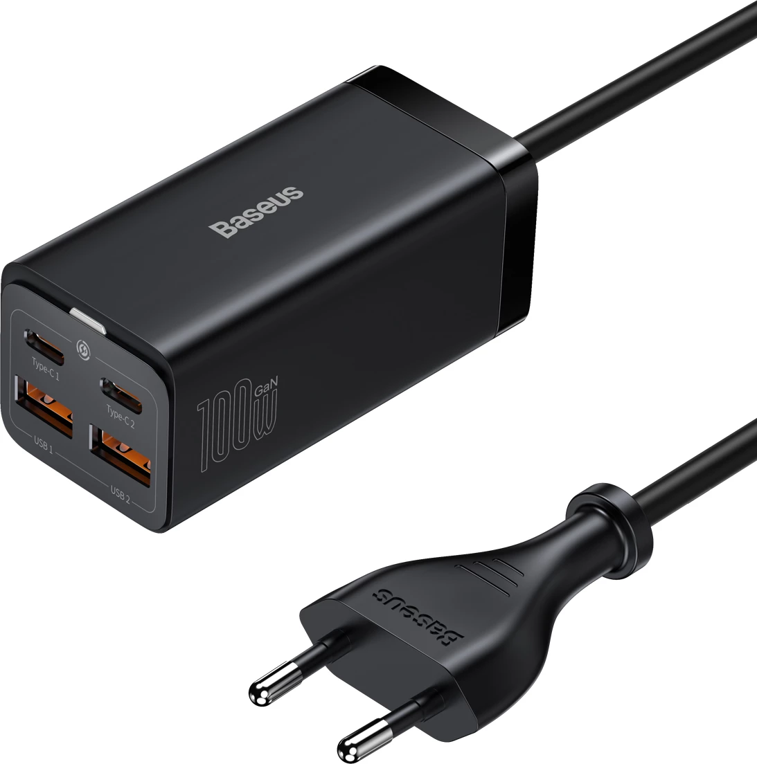 Univerzalni polnilec Baseus GaN3 Pro, 100 W, 2x USB-C, 2x USB-A, črn