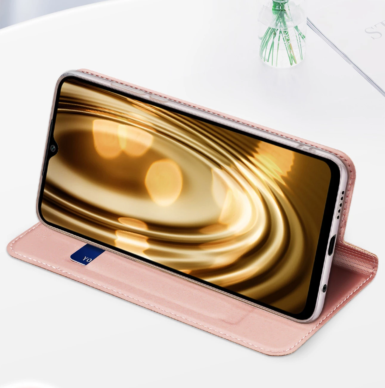Ovitek za pametni telefon Dux Ducis Skin Pro za Oppo Reno 8, s preklopnim pokrovom, z žepom za kartico, s funkcijo stojala, moder