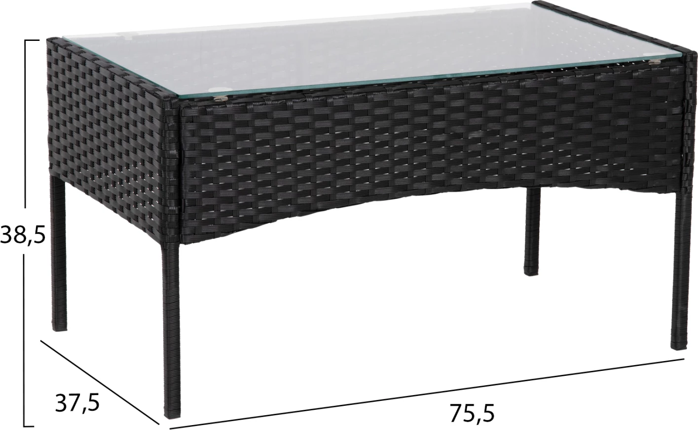 Zunanji lounge set 4 kosi STASIA FH6089.01 sintetični ratan v črni barvi - blazine v barvi kapučina