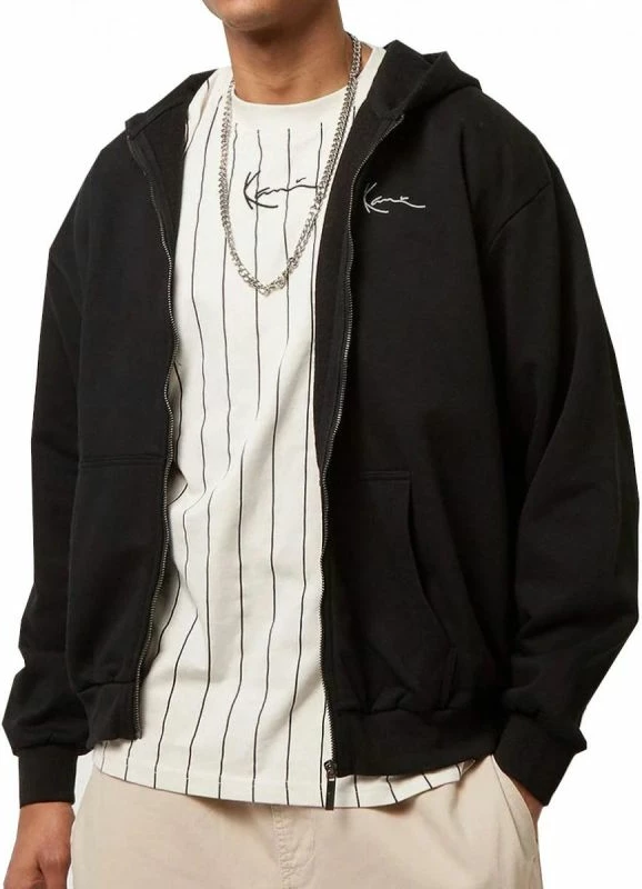 Duks CHEST SIGNATURE ESSENTIAL ZIP HOODIE, Karl Kani, črn