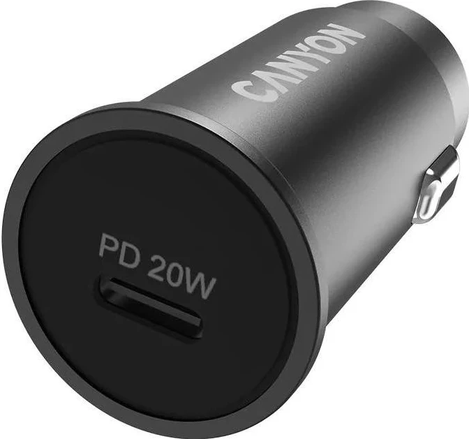 Avtomobilski polnilec 20W USB-C, Canyon C20, črn