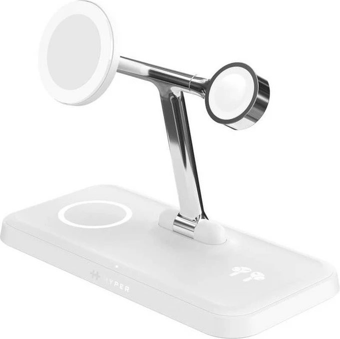 Brezžični polnilec HyperJuice Qi2 4-v-1, 45W, srebrno/bel — Targus