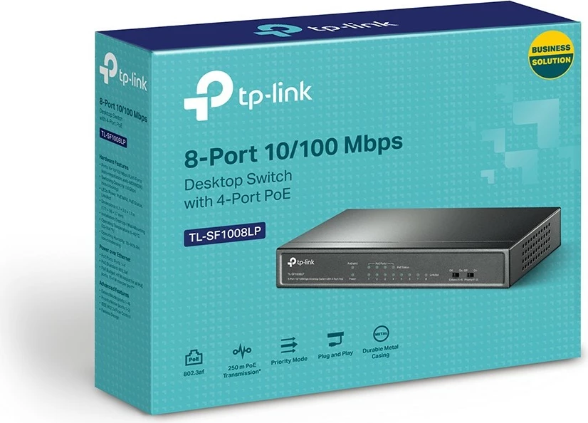 Neupravljan switch Fast Ethernet s PoE, TP-Link TL-SF1008LP